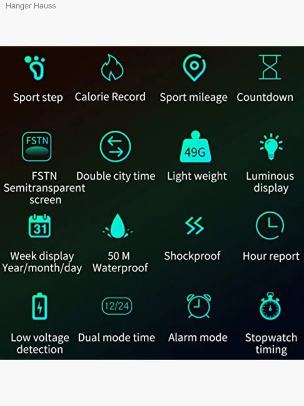 Men's Digital Sport Watch Pedometer Step Counter Alarm LED